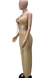 Women Solid Color Bandage Strapless Sexy Pants Sets WMZ2709