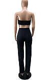 Women Solid Color Bandage Strapless Sexy Pants Sets WMZ2709