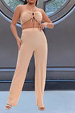 Women Solid Color Bandage Strapless Sexy Pants Sets WMZ2709