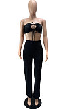 Women Solid Color Bandage Strapless Sexy Pants Sets WMZ2709