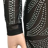 Sexy Bling Bling Mesh Spaghetti Perspectivity Long Sleeve Bodycon Long Dress XZ5606