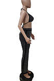 Euramerican Women Sexy Strapless Condole Belt Straight Leg Pants Sets LD82010