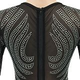 Sexy Bling Bling Mesh Spaghetti Perspectivity Long Sleeve Bodycon Long Dress XZ5606