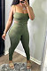 Euramerican Women Solid Color Condole Belt Sexy Tight Pants Sets AD1313