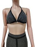 Euramerican Women Sexy Strapless Condole Belt Straight Leg Pants Sets LD82010