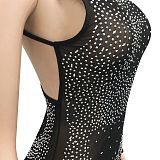 Women Sexy Trendy Club Hot Drilling One Sleeve Long Sleeve Irregular Split Long Dress XZ5622