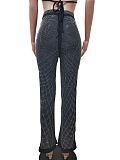 Euramerican Women Sexy Strapless Condole Belt Straight Leg Pants Sets LD82010