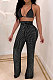 Euramerican Women Sexy Strapless Condole Belt Straight Leg Pants Sets LD82010
