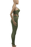 Euramerican Women Solid Color Condole Belt Sexy Tight Pants Sets AD1313