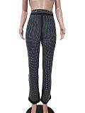 Euramerican Women Sexy Strapless Condole Belt Straight Leg Pants Sets LD82010