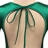 Euramerican Women Solid Color V Collar Long Sleeve Backless Long Dress XZ5627