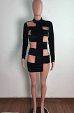 New Women Velvet Mest Patchwork Long Sleeve O Neck Slim Fitting Solid Color Mini Dress LA3302