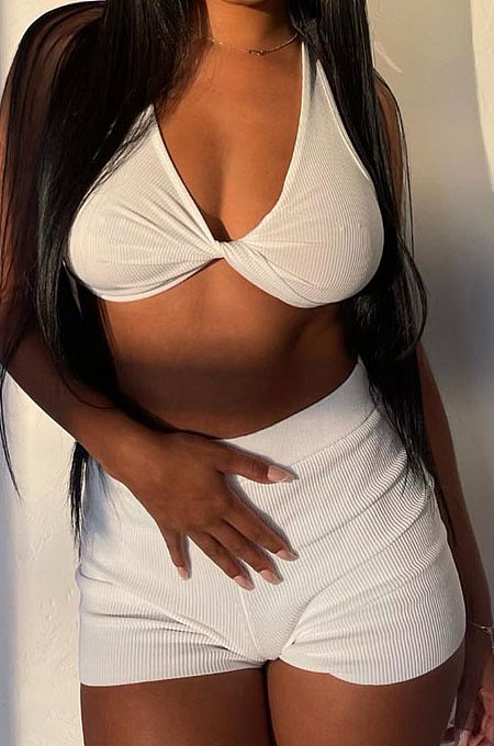 Sexy Women Cute Tank Shorts Solid Color Sets LML303