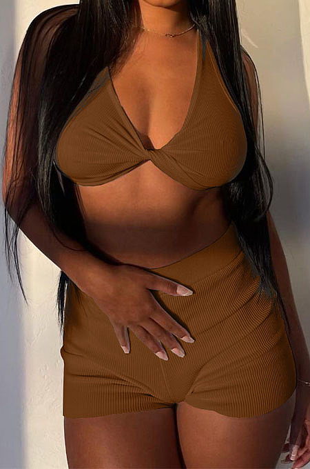 Sexy Women Cute Tank Shorts Solid Color Sets LML303