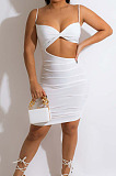 New Women Sexy Pure Color Strapless Condole Belt Ruffle Boydcon Dress Party LML302