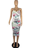 Women Sexy New Printed V Neck Condole Belt Bodycon Dress LWW9313