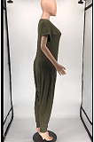 Casual New Women Elastic Loose Short Sleeve V Neck High Waist Jumpsuits RMH8940