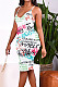 Women Sexy New Printed V Neck Condole Belt Bodycon Dress LWW9313