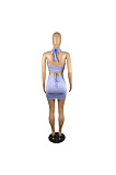 New Women Pure Color Low Cut Halter Neck Backless Bandage Sexy Hip Dress LWW9315