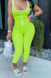 Hot Sales Women Letter Printed Low-Cut Sleeveless Casual Bodycon Jumpsuits AMM8373