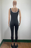 Hot Sales Women Letter Printed Low-Cut Sleeveless Casual Bodycon Jumpsuits AMM8373