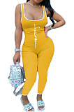 Hot Sales Women Letter Printed Low-Cut Sleeveless Casual Bodycon Jumpsuits AMM8373