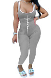 Hot Sales Women Letter Printed Low-Cut Sleeveless Casual Bodycon Jumpsuits AMM8373