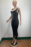 Hot Sales Women Letter Printed Low-Cut Sleeveless Casual Bodycon Jumpsuits AMM8373