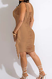 Summer Wholesale Women Sleeveless Hollow Out Knitting Tassel Beach Dress TRS1192