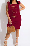 Summer Wholesale Women Sleeveless Hollow Out Knitting Tassel Beach Dress TRS1192