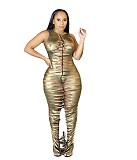Fashion Clubwear Women Burn Out Crew Neck Sleeveless Solid Bodycon Dress R6501