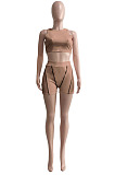 Wholesale Women Casual Ribber Sleeveless Crop Tops High Waist Shorts Yoga Sport Sets Q8035