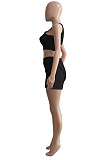 Wholesale Women Casual Ribber Sleeveless Crop Tops High Waist Shorts Yoga Sport Sets Q8035