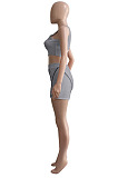 Wholesale Women Casual Ribber Sleeveless Crop Tops High Waist Shorts Yoga Sport Sets Q8035
