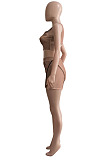 Wholesale Women Casual Ribber Sleeveless Crop Tops High Waist Shorts Yoga Sport Sets Q8035
