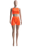 Wholesale Women Casual Ribber Sleeveless Crop Tops High Waist Shorts Yoga Sport Sets Q8035