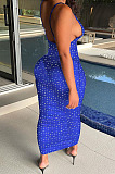 Sexy Night Clut Sequins Condole Belt Deep V Neck See-Througk Bodycon Dress QQM4404