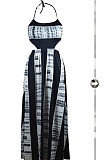 Sexy Summer Women Printed Halter Neck Backless Fashion Strapless Dress QQM4379