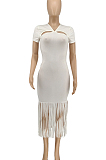 Open Back Rib-Knit Long Dress