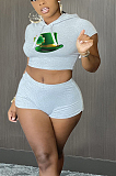 Copy Copy Sexy Polyester Cartoon Graphic Short Sleeve Round Neck Hoodie Shorts Sets HY-A007