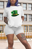 Casual Polyester Cartoon Graphic Short Sleeve Round Neck Tee Top Shorts Sets HY006