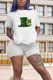 Casual Polyester Cartoon Graphic Short Sleeve Round Neck Tee Top Shorts Sets HY006