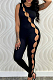 As Shown Black Sexy Polyester Sleeveless Round Neck Beaded Bodycon Jumpsuit QZ3335