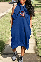 Casual Polyester Pop Art Print Sleeveless Long Dress H1868