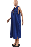 Casual Polyester Pop Art Print Sleeveless Long Dress H1868