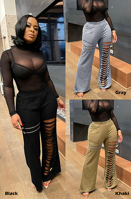 Distressed High Elastic Pants