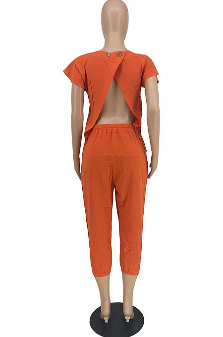 Casual New Letter Printed Short Sleeve Tops Cargo Pants Solid Color Sport Sets AMX6082