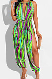 Sexy New Women Tie Dye Bandage Sleeveless Side Open Jumpsuits ZDD31193