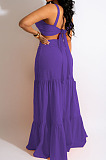 Elegant Wholesale Sexy Women Strapless High Waist Slit Long Skirts Solid Color Sets AMX6079