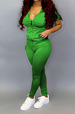 New Hot Sales Women Short Sleeve Zipper Hoodie Jogger Pants Casual Sport Sets BS1303